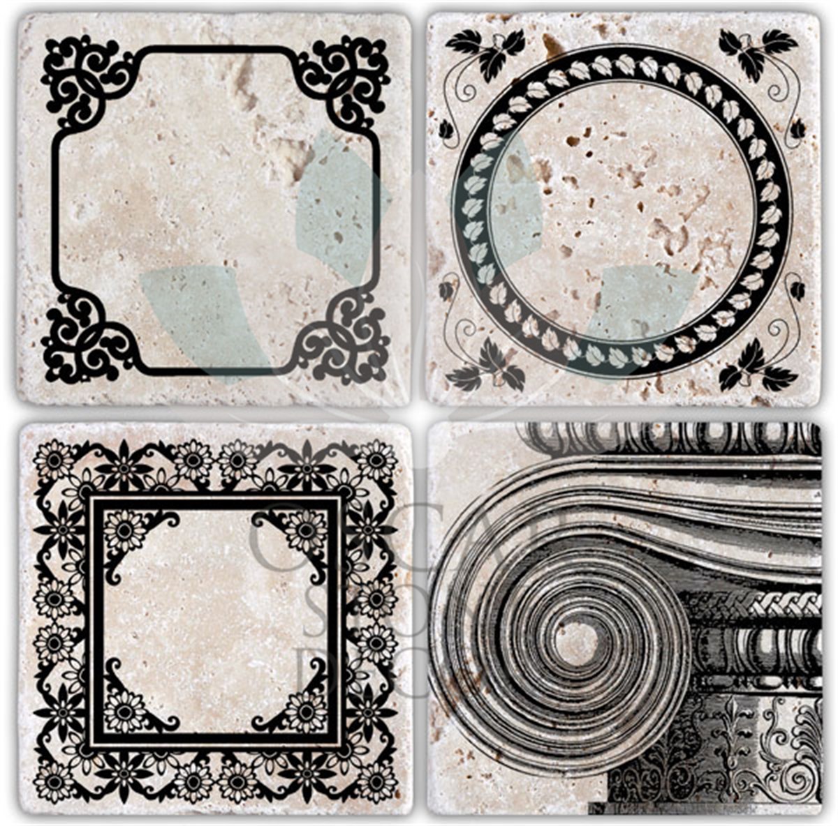 OSCAR STONE DECOR VECTORMOTİF 4'lü DOĞALTAŞ BARDAK ALTLIĞI / BA024 (COASTER)