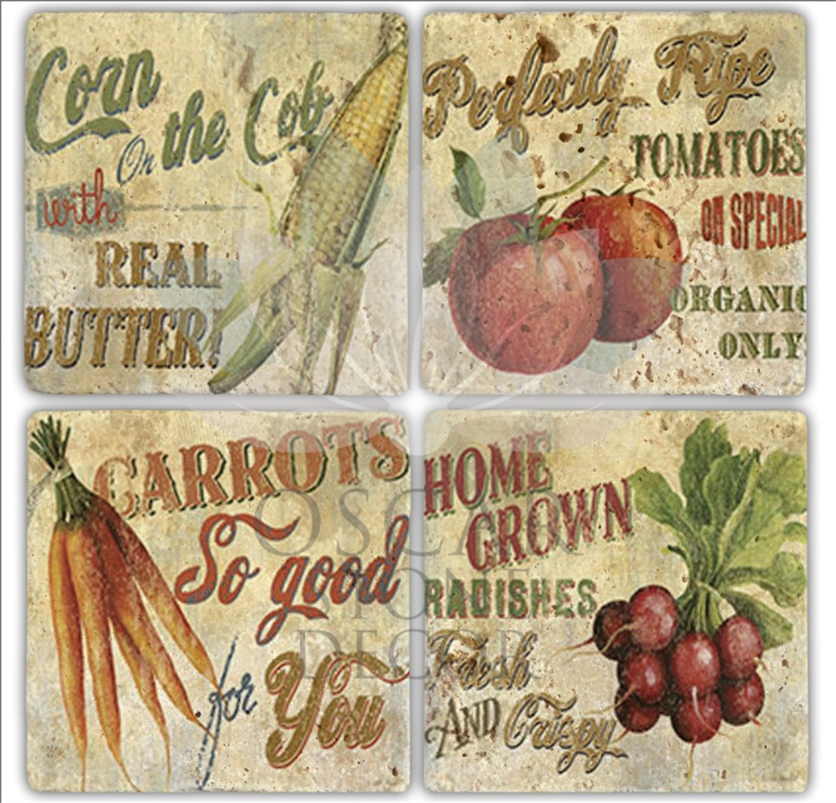 OSCAR STONE DECOR VİNTABLE 4'lü DOĞALTAŞ BARDAK ALTLIĞI / BA166 (COASTER)