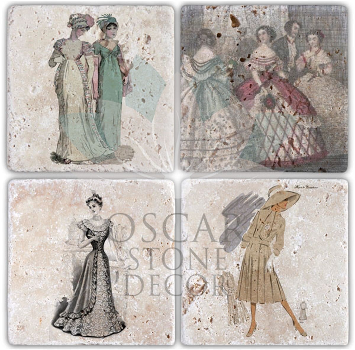 OSCAR STONE DECOR VINTAGE 4'lü DOĞALTAŞ BARDAK ALTLIĞI / BA030 (COASTER)