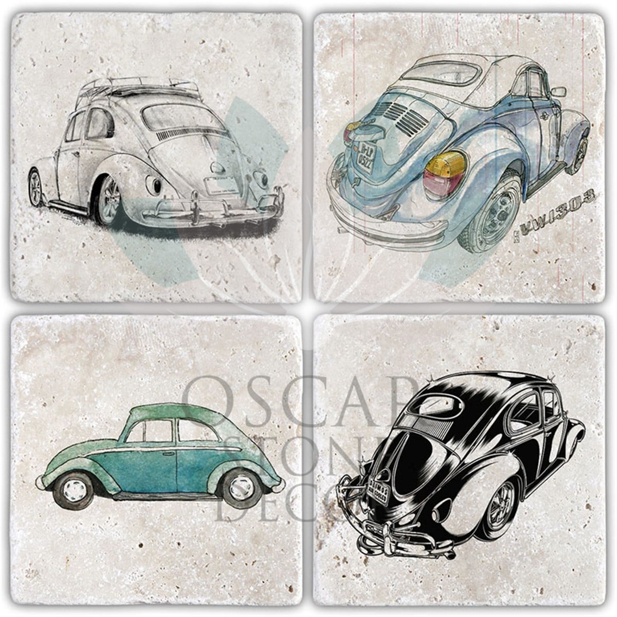OSCAR STONE DECOR VOSBAĞA 4'lü DOĞALTAŞ BARDAK ALTLIĞI / BA410 (COASTER)