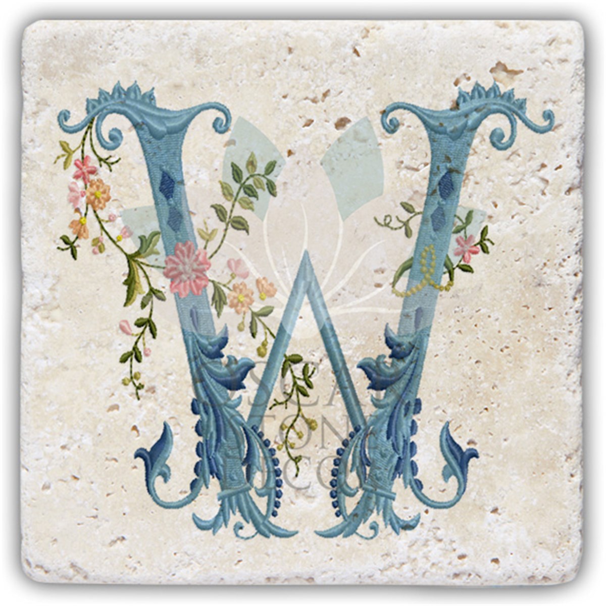 OSCAR STONE DECOR W HARFİ TEKLİ DOĞALTAŞ BARDAK ALTLIĞI / BA-W4 (COASTER)