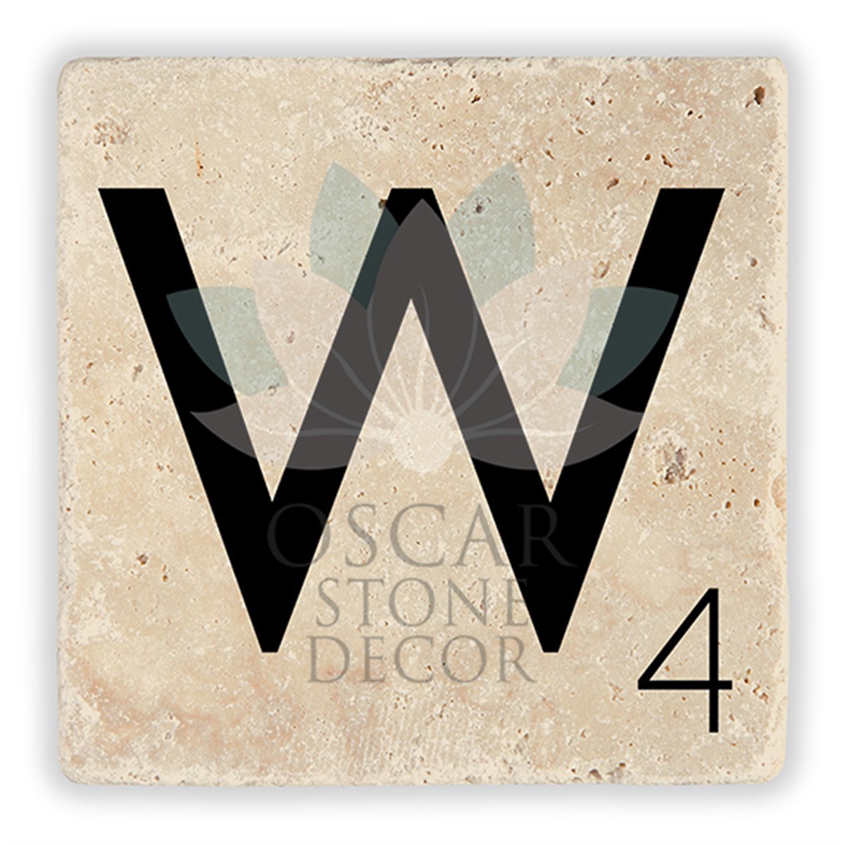 OSCAR STONE DECOR W HARFİ TEKLİ DOĞALTAŞ BARDAK ALTLIĞI / BA-W2 (COASTER)