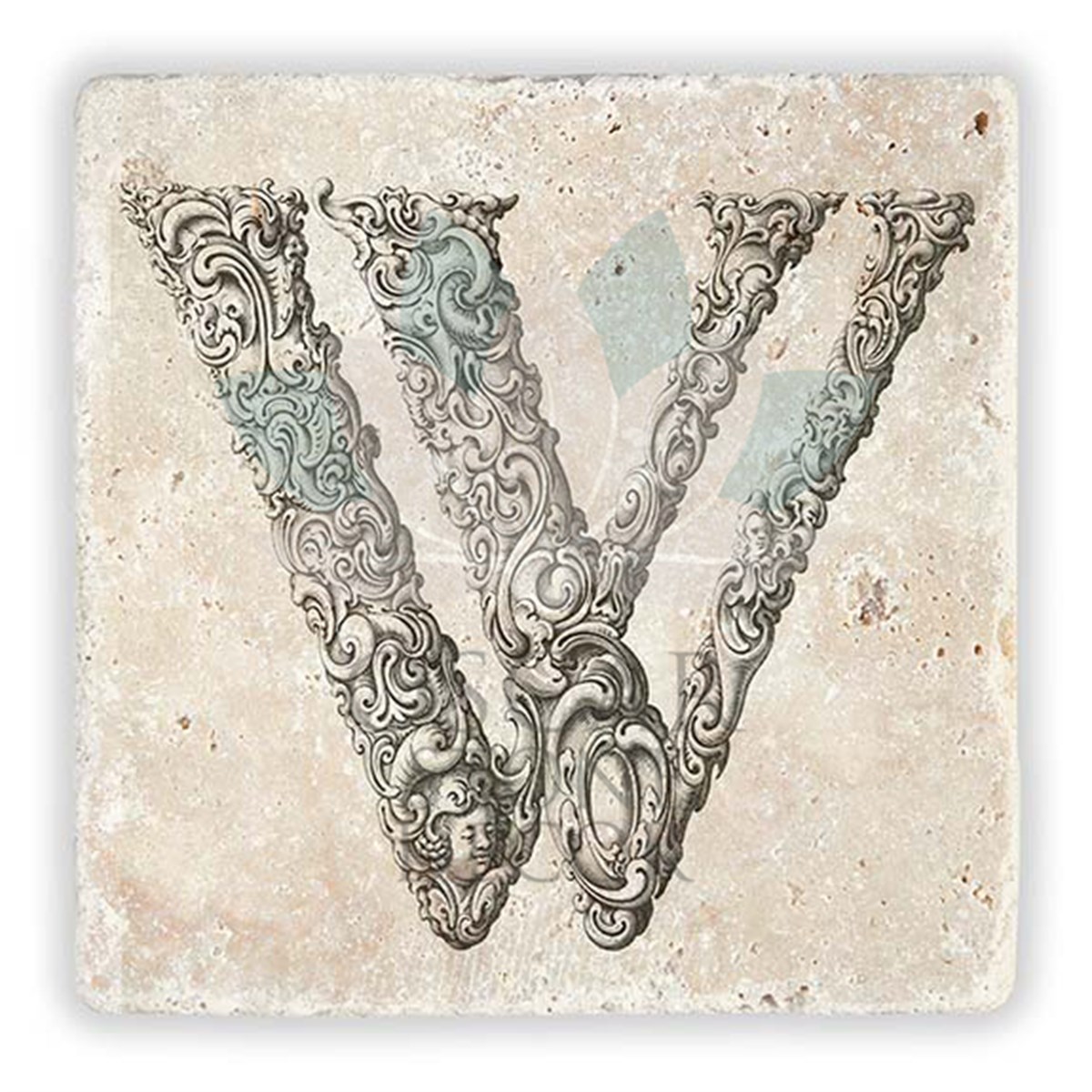 OSCAR STONE DECOR W HARFİ TEKLİ DOĞALTAŞ BARDAK ALTLIĞI / BA-W1 (COASTER)
