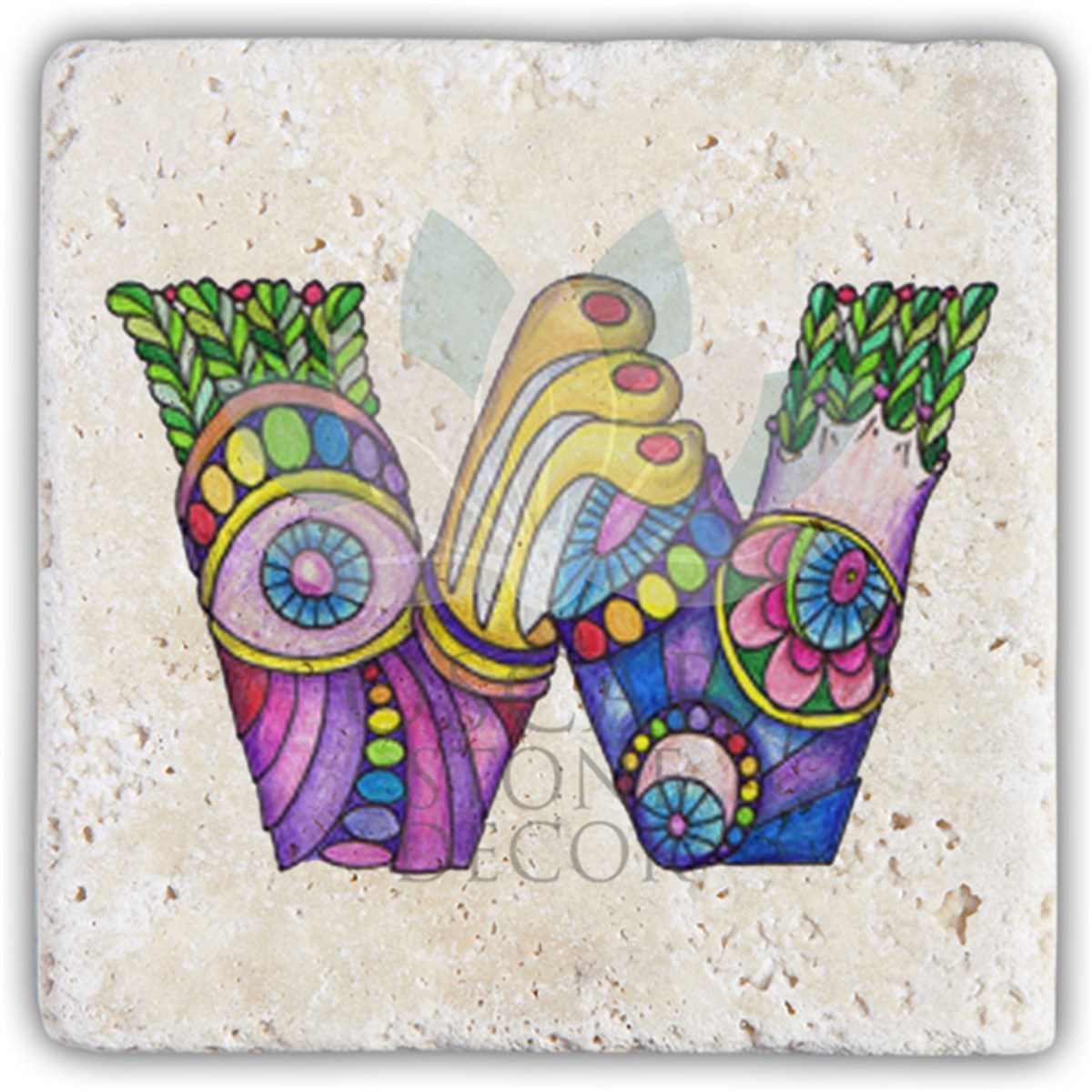 OSCAR STONE DECOR W HARFİ TEKLİ DOĞALTAŞ BARDAK ALTLIĞI / BA-W5 (COASTER)