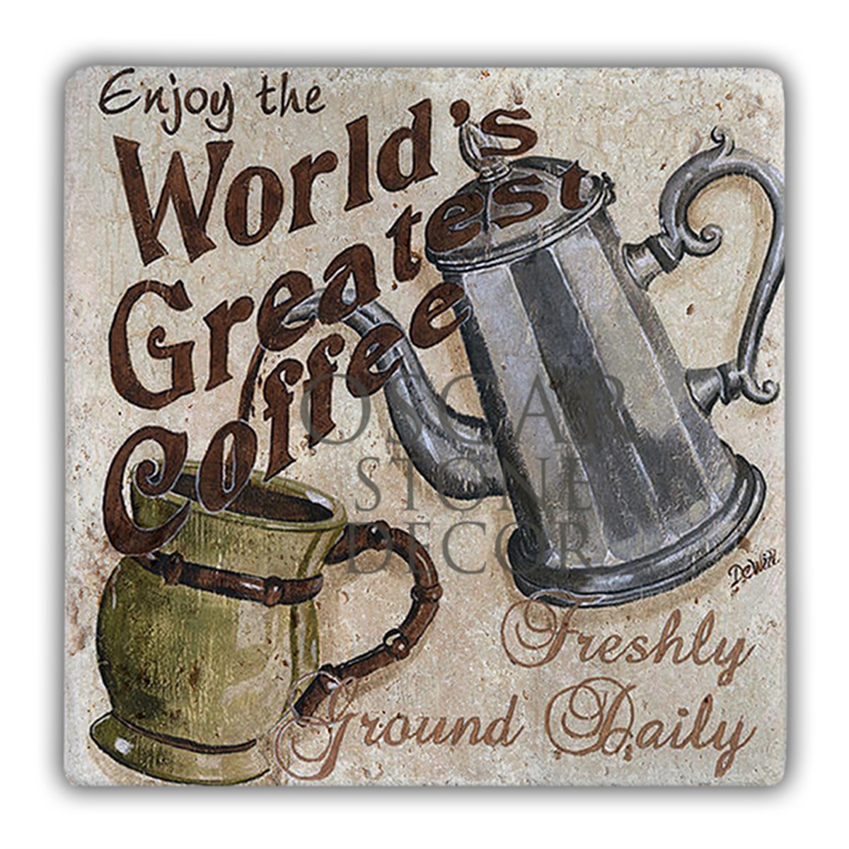 OSCAR STONE DECOR WORLD'S GREATES COFFEE DOĞALTAŞ DUVAR DEKORU / DD28 (WALL DECOR)