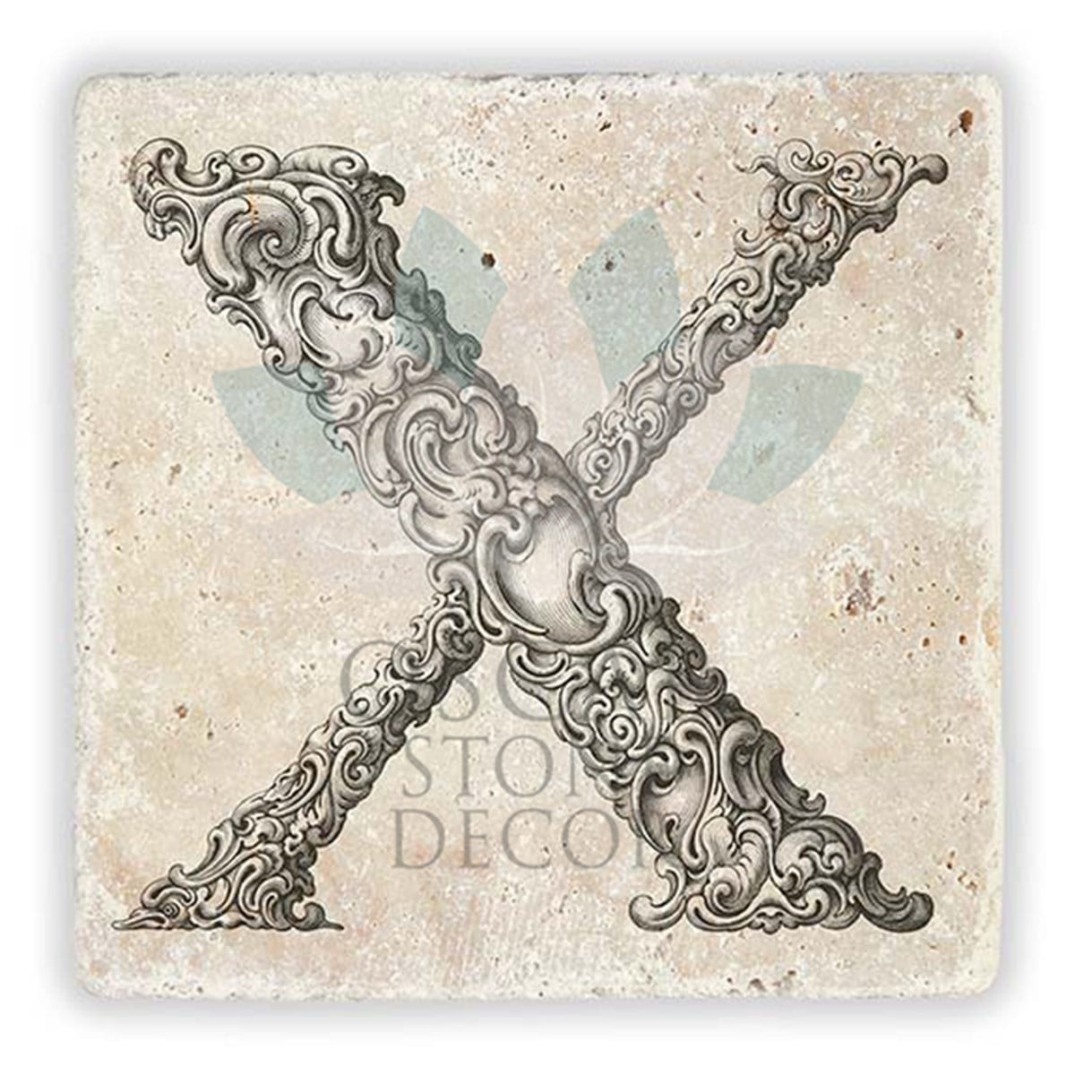 OSCAR STONE DECOR X HARFİ TEKLİ DOĞALTAŞ BARDAK ALTLIĞI / BA-X1 (COASTER)