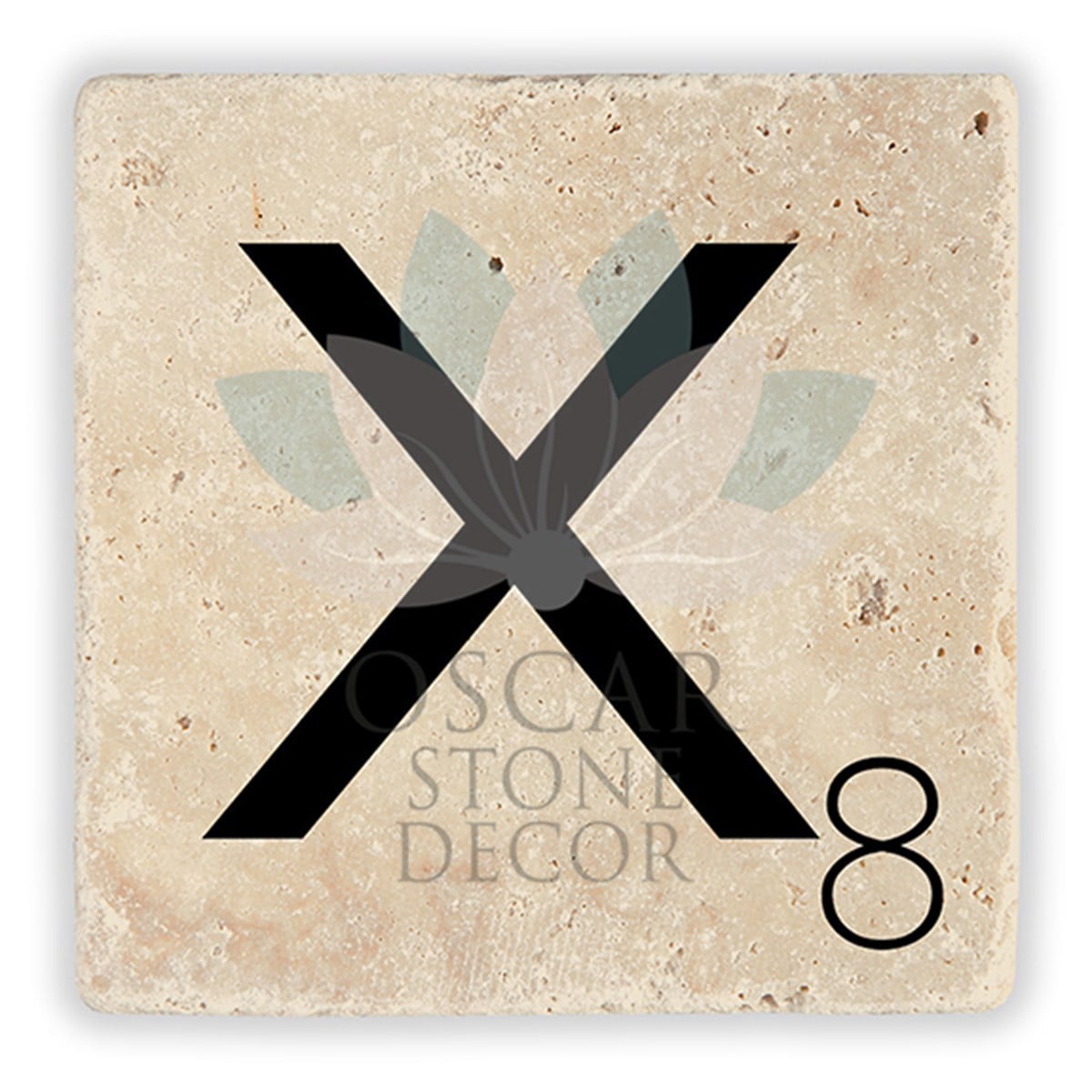 OSCAR STONE DECOR X HARFİ TEKLİ DOĞALTAŞ BARDAK ALTLIĞI / BA-X2 (COASTER)