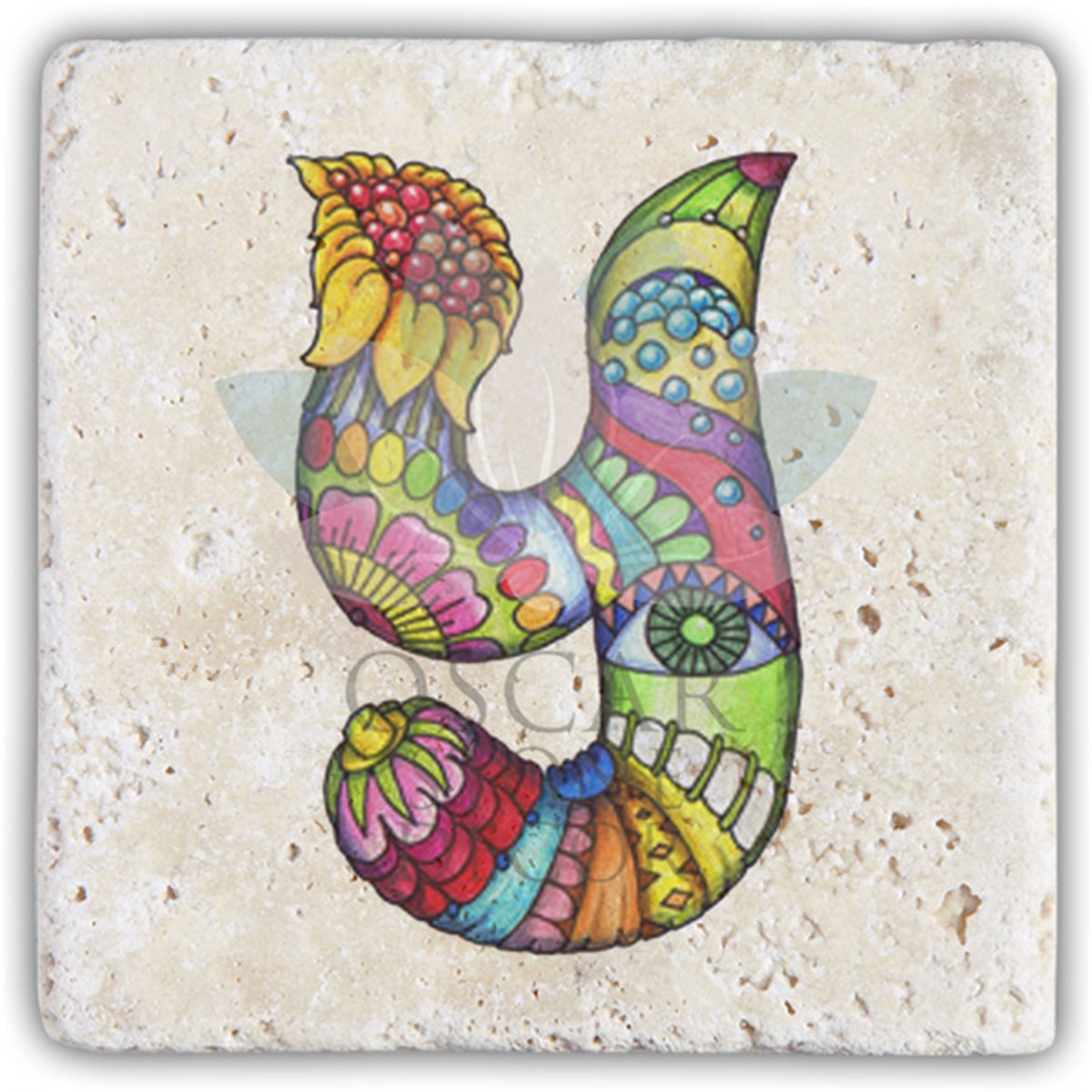 OSCAR STONE DECOR Y HARFİ TEKLİ DOĞALTAŞ BARDAK ALTLIĞI / BA-Y5 (COASTER)