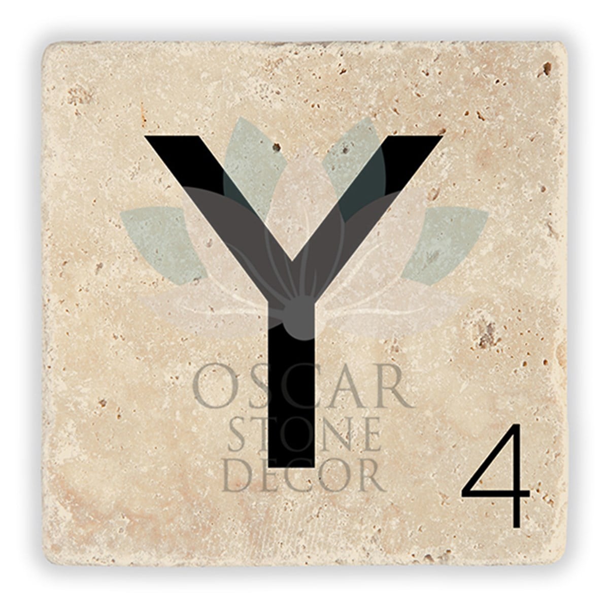 OSCAR STONE DECOR Y HARFİ TEKLİ DOĞALTAŞ BARDAK ALTLIĞI / BA-Y2 (COASTER)