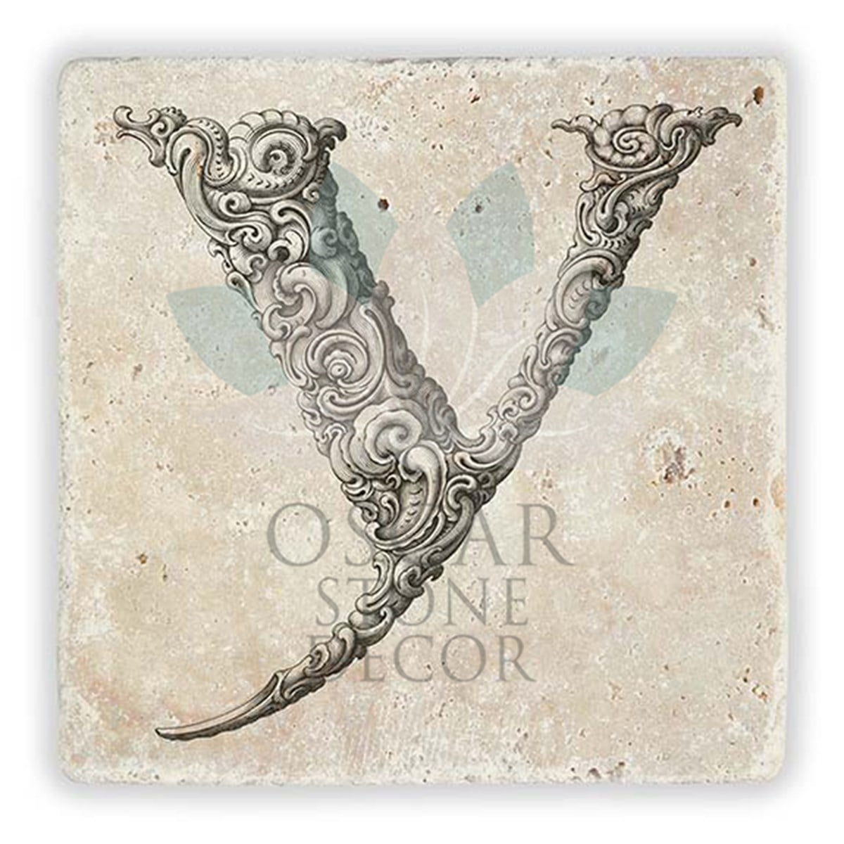 OSCAR STONE DECOR Y HARFİ TEKLİ DOĞALTAŞ BARDAK ALTLIĞI / BA-Y1 (COASTER)