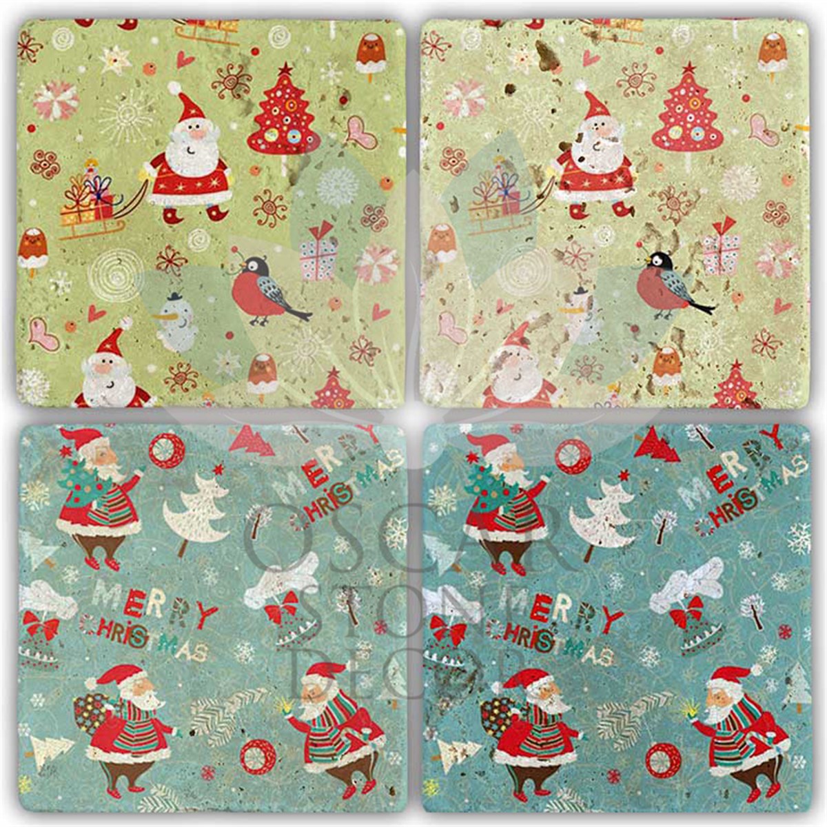 OSCAR STONE DECOR YILBAŞI 4'lü DOĞALTAŞ BARDAK ALTLIĞI / YBA-015 (COASTER)