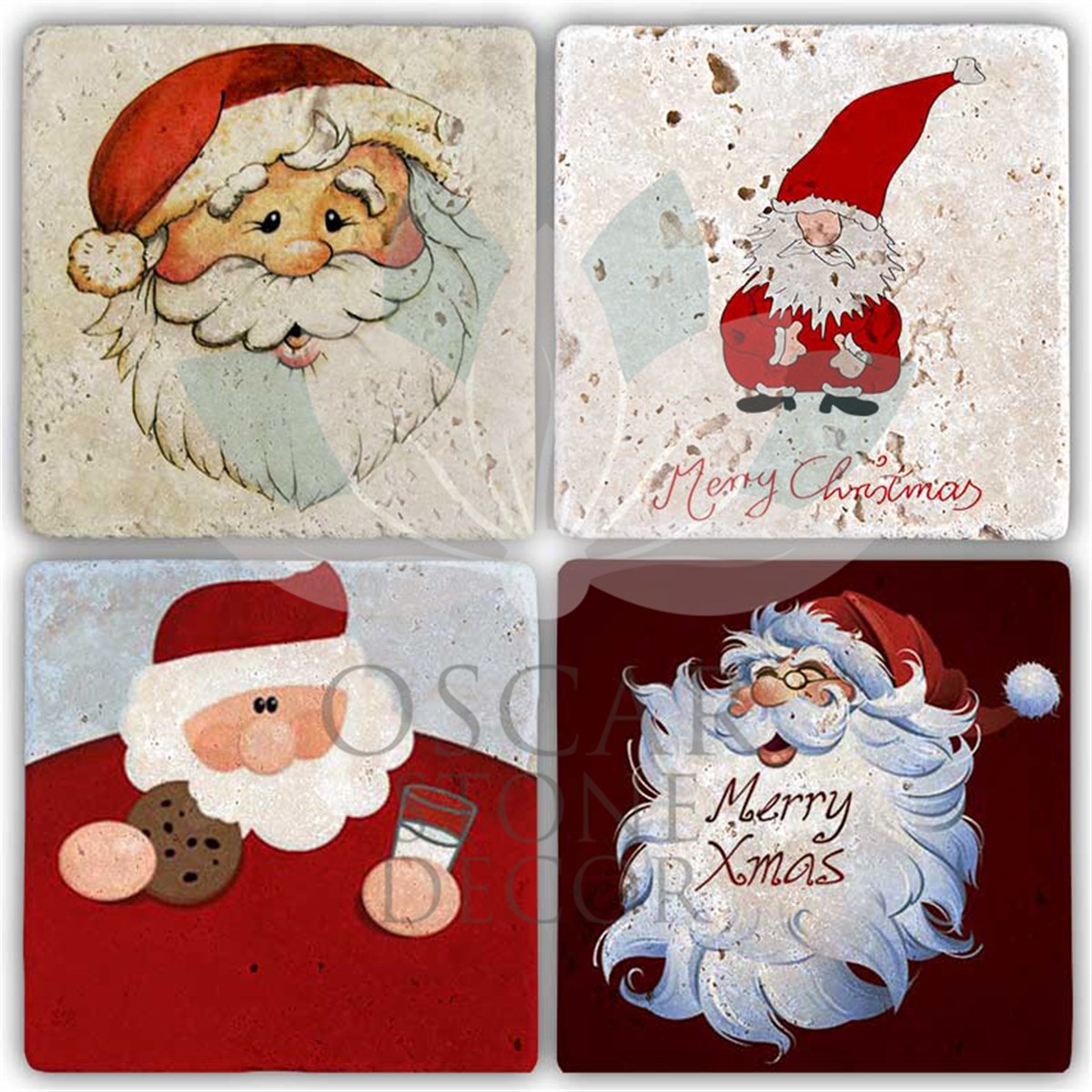 OSCAR STONE DECOR YILBAŞI 4'lü DOĞALTAŞ BARDAK ALTLIĞI / YBA-008 (COASTER)