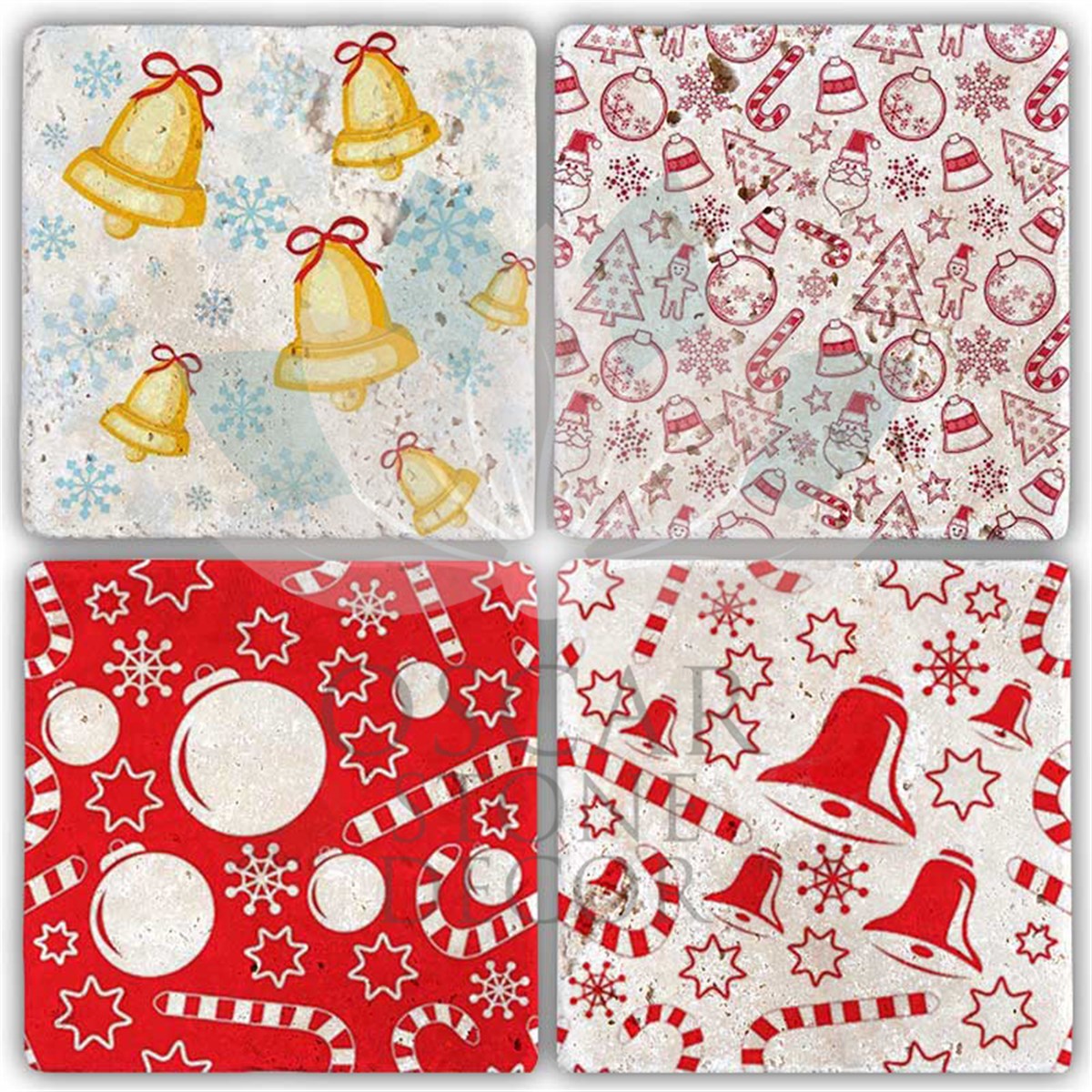 OSCAR STONE DECOR YILBAŞI 4'lü DOĞALTAŞ BARDAK ALTLIĞI / YBA-024 (COASTER)