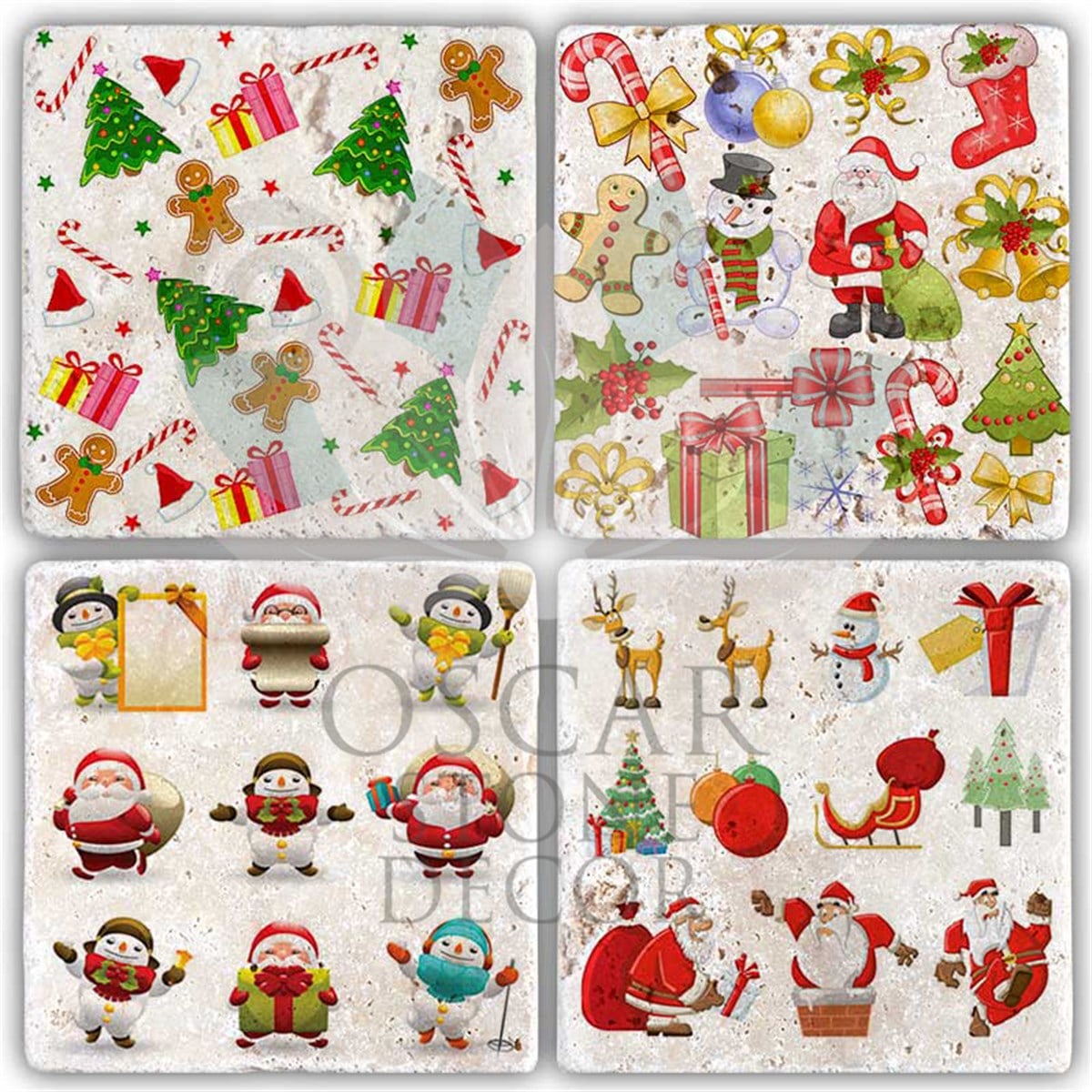 OSCAR STONE DECOR YILBAŞI 4'lü DOĞALTAŞ BARDAK ALTLIĞI / YBA-010 (COASTER)