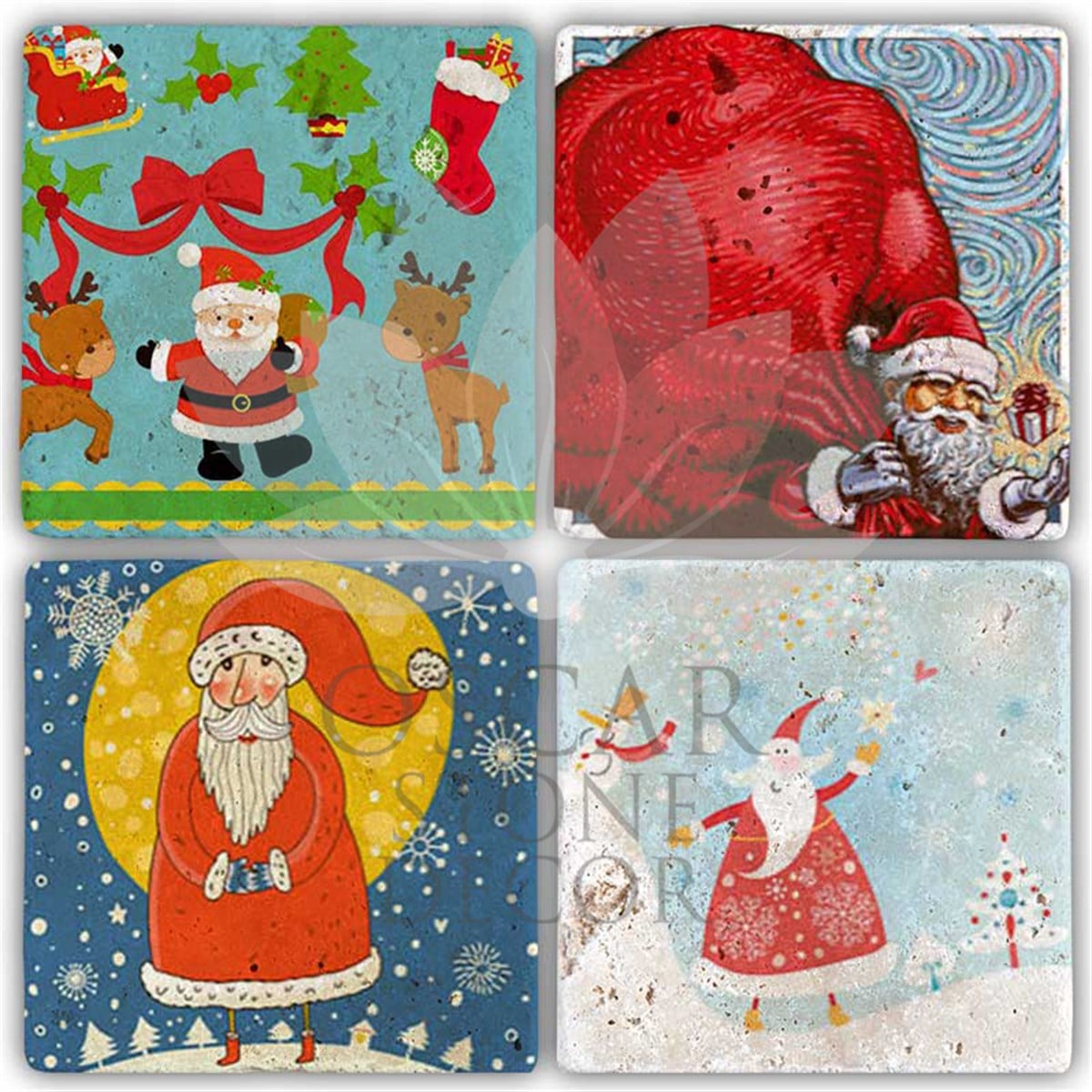 OSCAR STONE DECOR YILBAŞI 4'lü DOĞALTAŞ BARDAK ALTLIĞI / YBA-017 (COASTER)