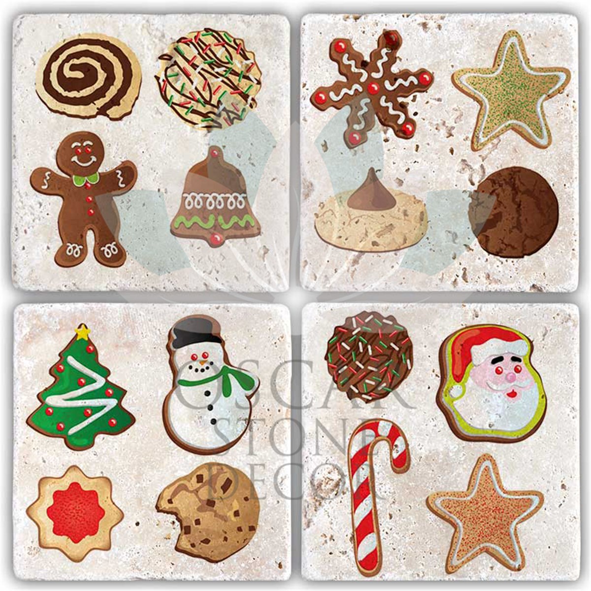 OSCAR STONE DECOR YILBAŞI 4'lü DOĞALTAŞ BARDAK ALTLIĞI / YBA-013 (COASTER)