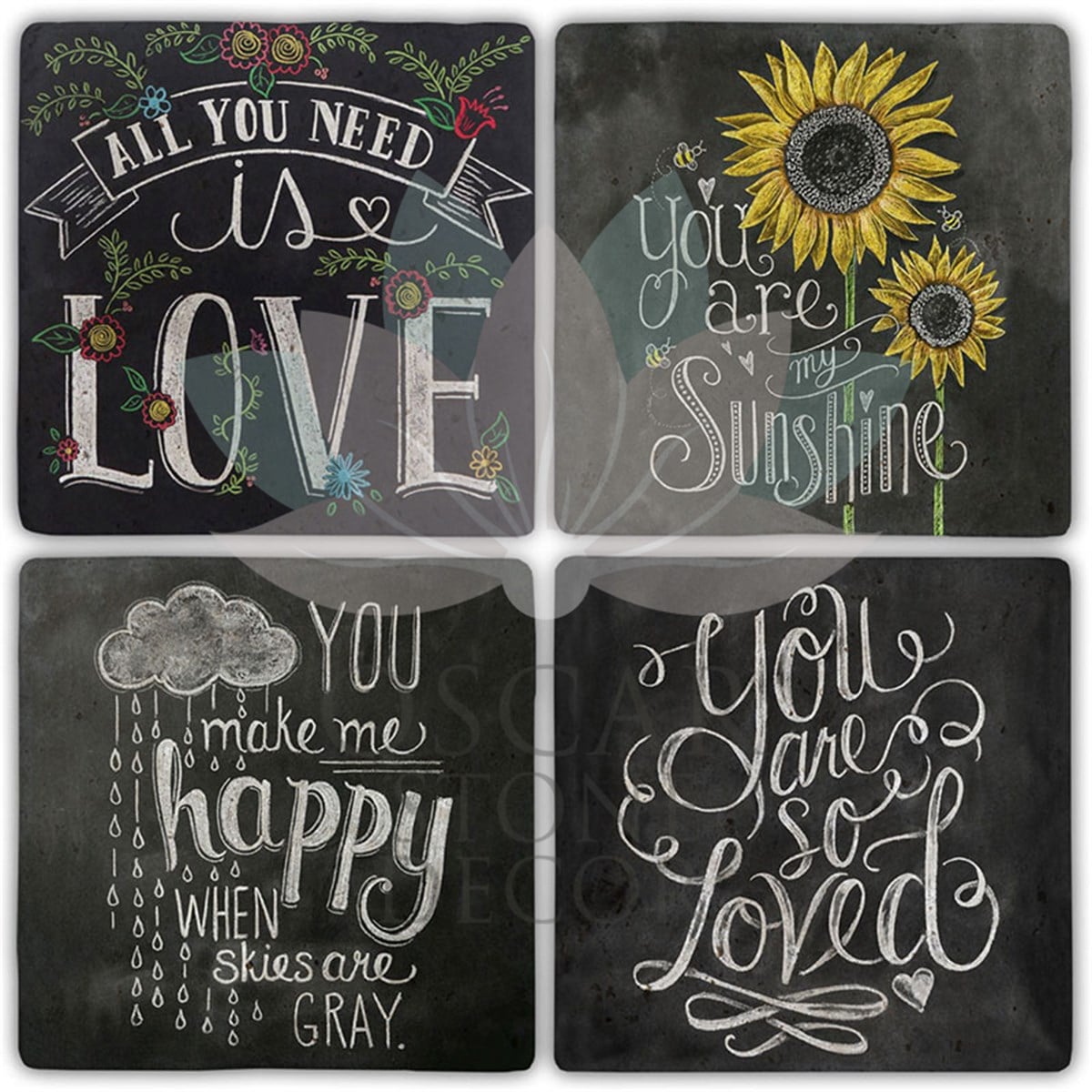 OSCAR STONE DECOR YOU ARE SO LOVED 4'lü DOĞALTAŞ BARDAK ALTLIĞI / BA474 (COASTER)