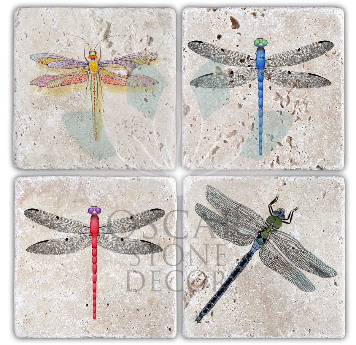 OSCAR STONE DECOR YUSUFÇUK 4'lü DOĞALTAŞ BARDAK ALTLIĞI / BA100 (COASTER)