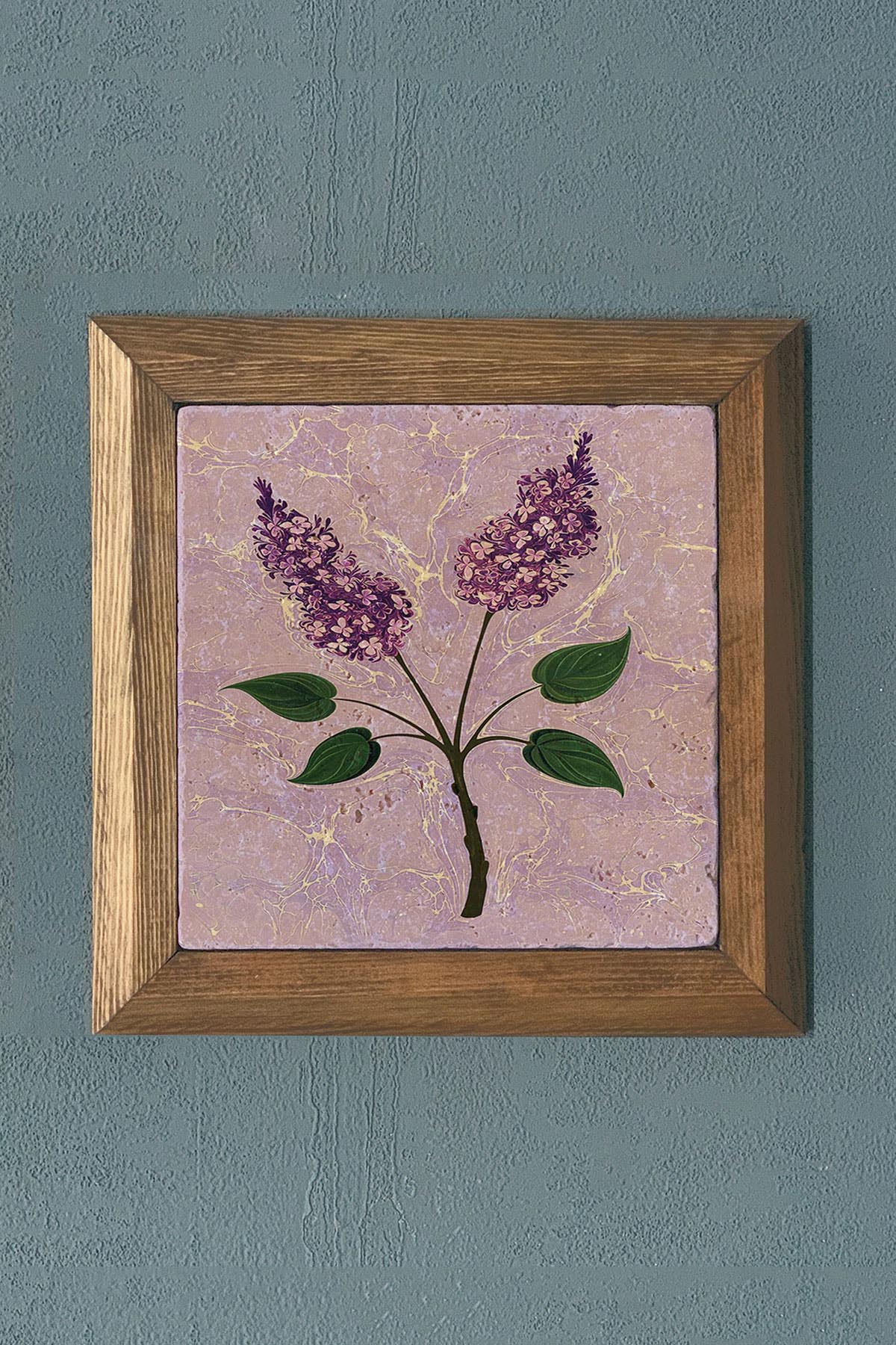 Taş Tablo- Oscar Stone Decor Masif Ahşap Çerçeveli Taş Tablo -Duvar Dekoru-28X28 CM