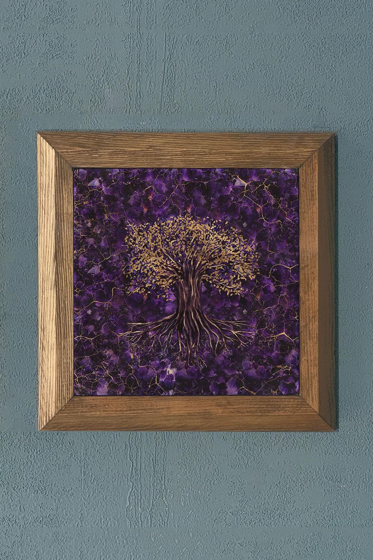 Taş Tablo- Oscar Stone Decor Masif Ahşap Çerçeveli Taş Tablo -Duvar Dekoru-28X28 Cm