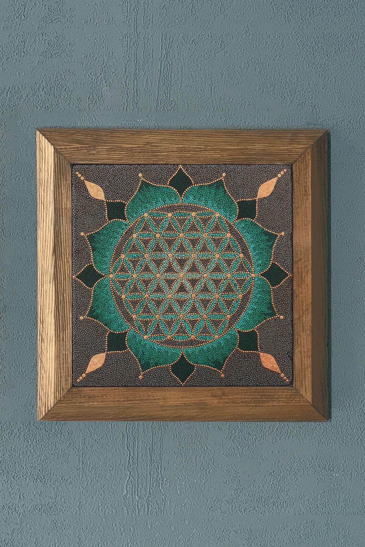 Taş Tablo- Oscar Stone Decor Masif Ahşap Çerçeveli Taş Tablo -Duvar Dekoru-28X28 CM