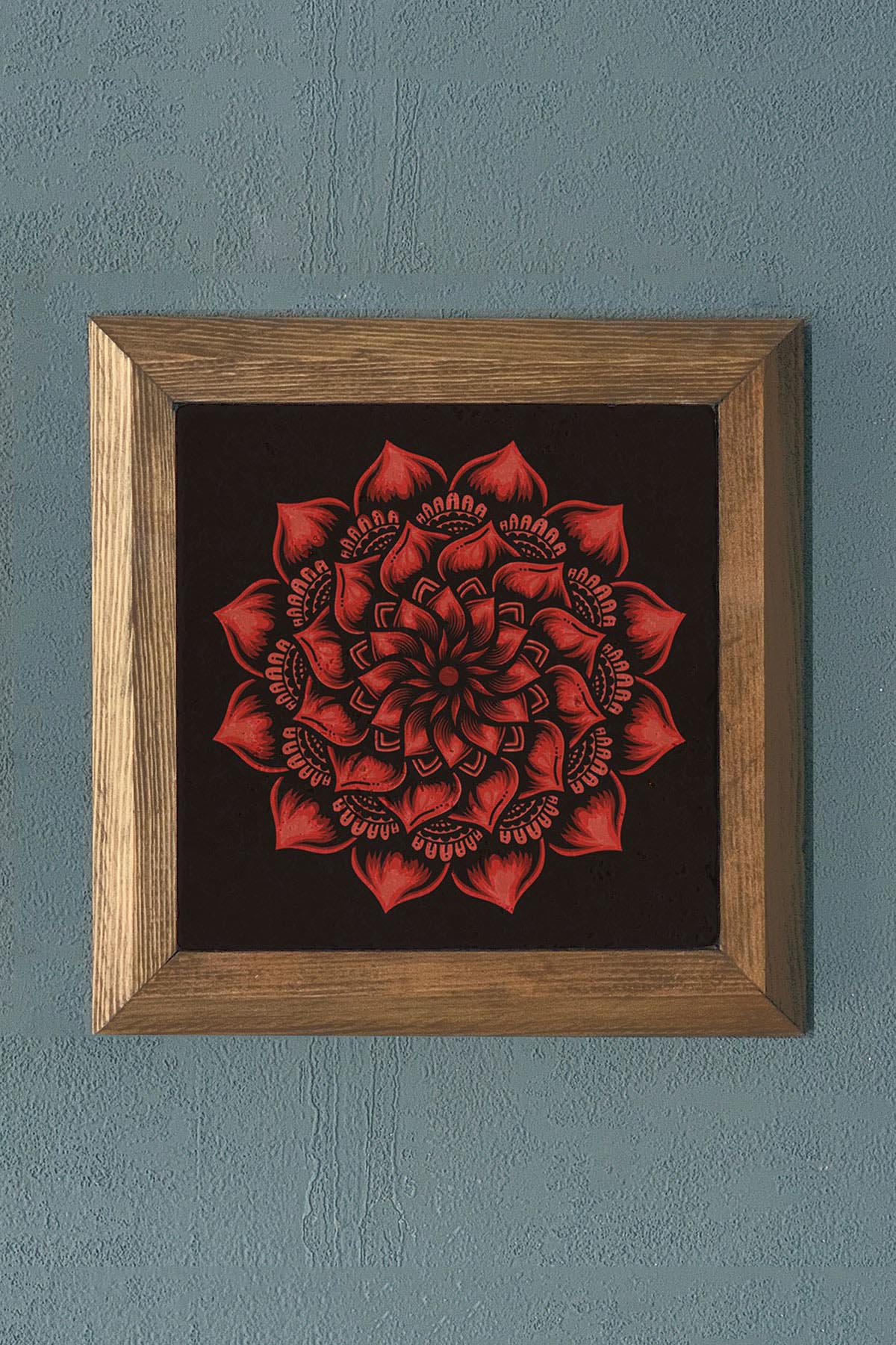 Taş Tablo- Oscar Stone Decor Yaşam Çiçeği Masif Ahşap Çerçeveli Taş Tablo -Duvar Dekoru-28X28 CM
