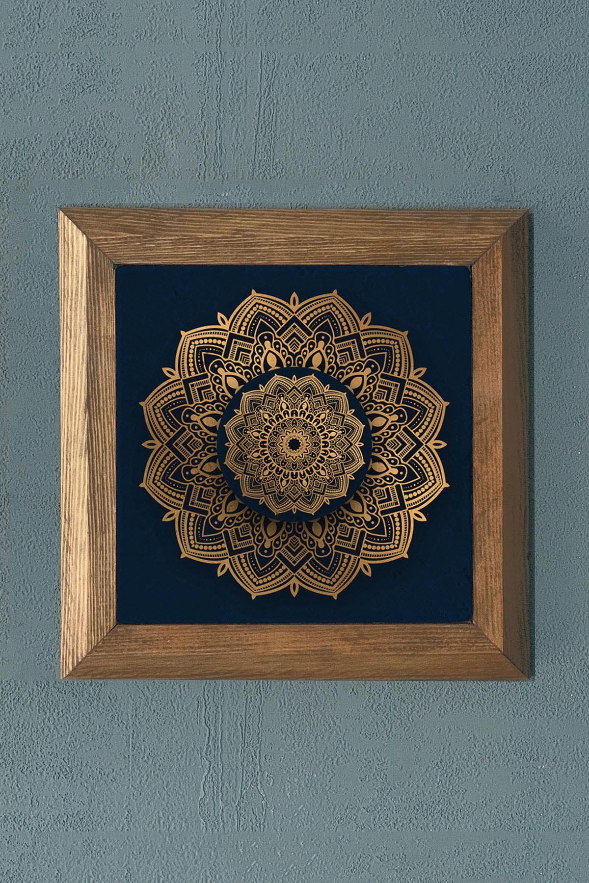 YAŞAM ÇİÇEĞİ-AHŞAP Çerçeveli Taş Tablo-Wall Decor- Oscar Stone Decor 28X28 CM