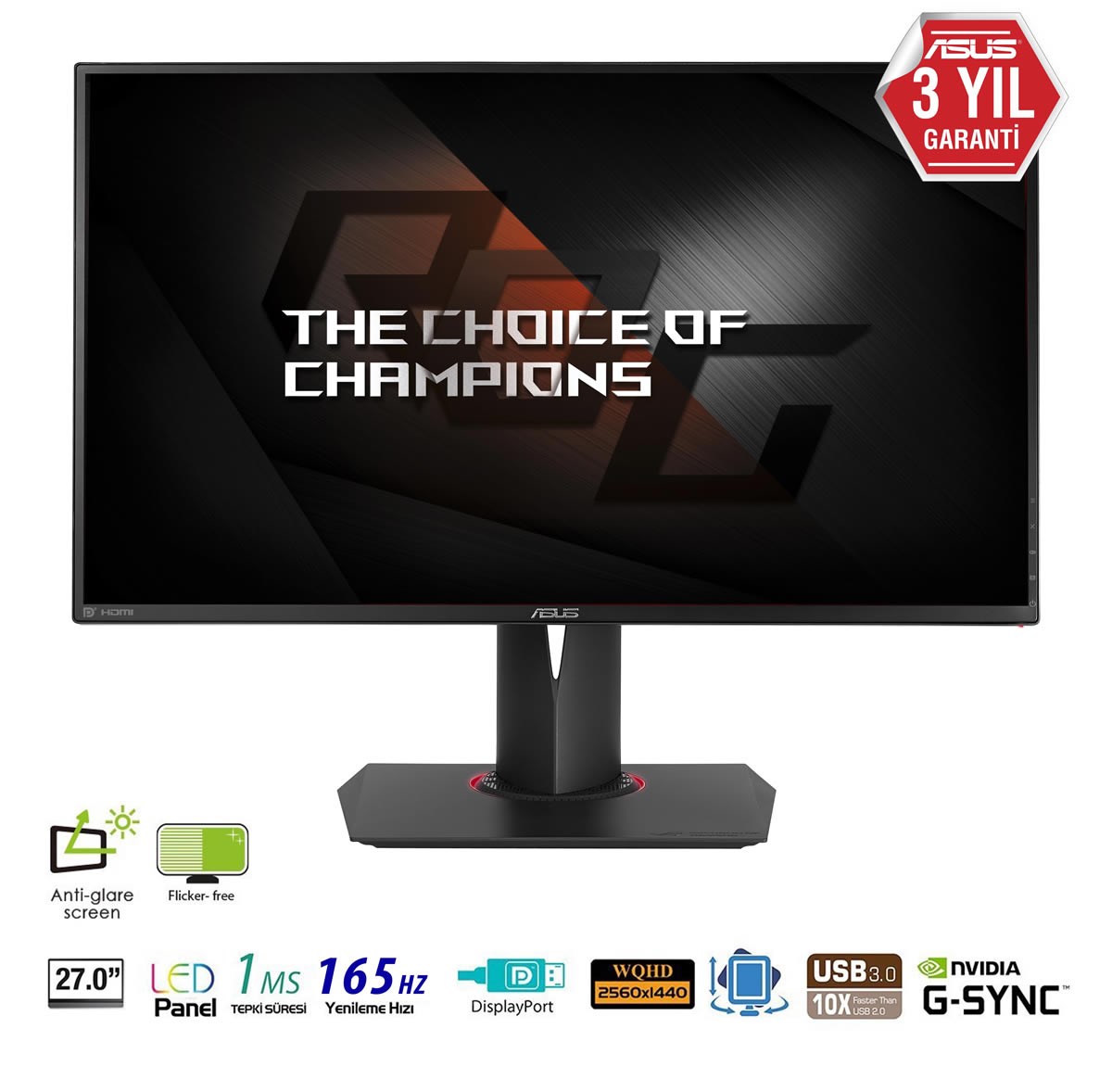 27.0 ASUS PG278QR 2560x1440 1MS HDMI DP GAMING MONITOR