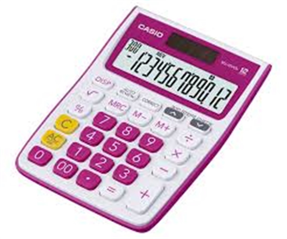 CASIO MJ-12VCB-RD 12 HANE RENKLİ MASAÜSTÜ RENKLİ HESAP MAKİNESİ