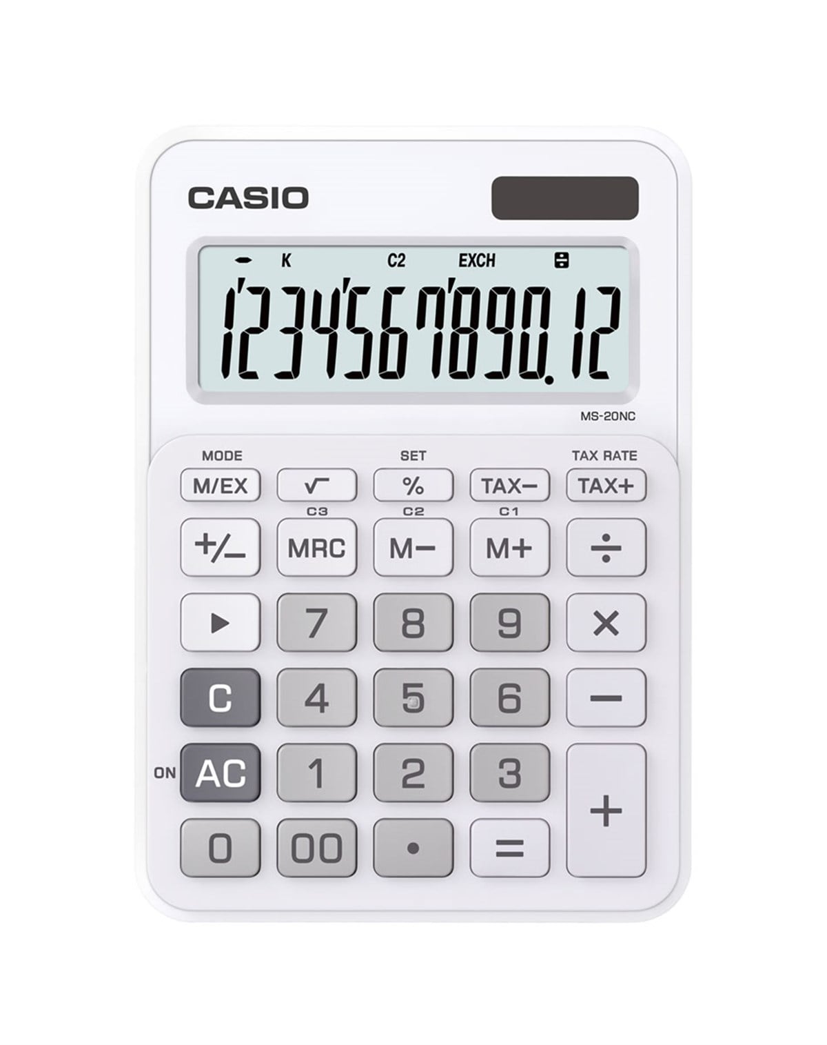 CASIO MS-20NC-WE 12 HANE RENKLİ MASAÜSTÜ RENKLİ HESAP MAKİNESİ