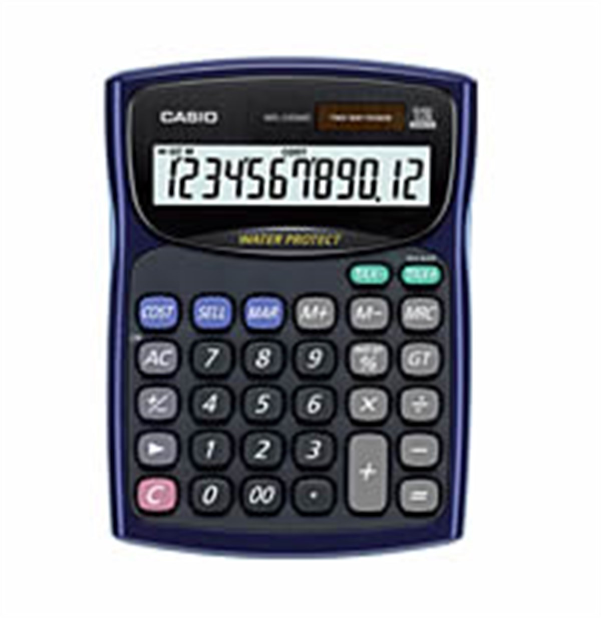 CASIO WD-220MS-BU 12 HANE SU VE TOZA DAYANIKLI MASAÜSTÜ HESAP MAKİNESİ