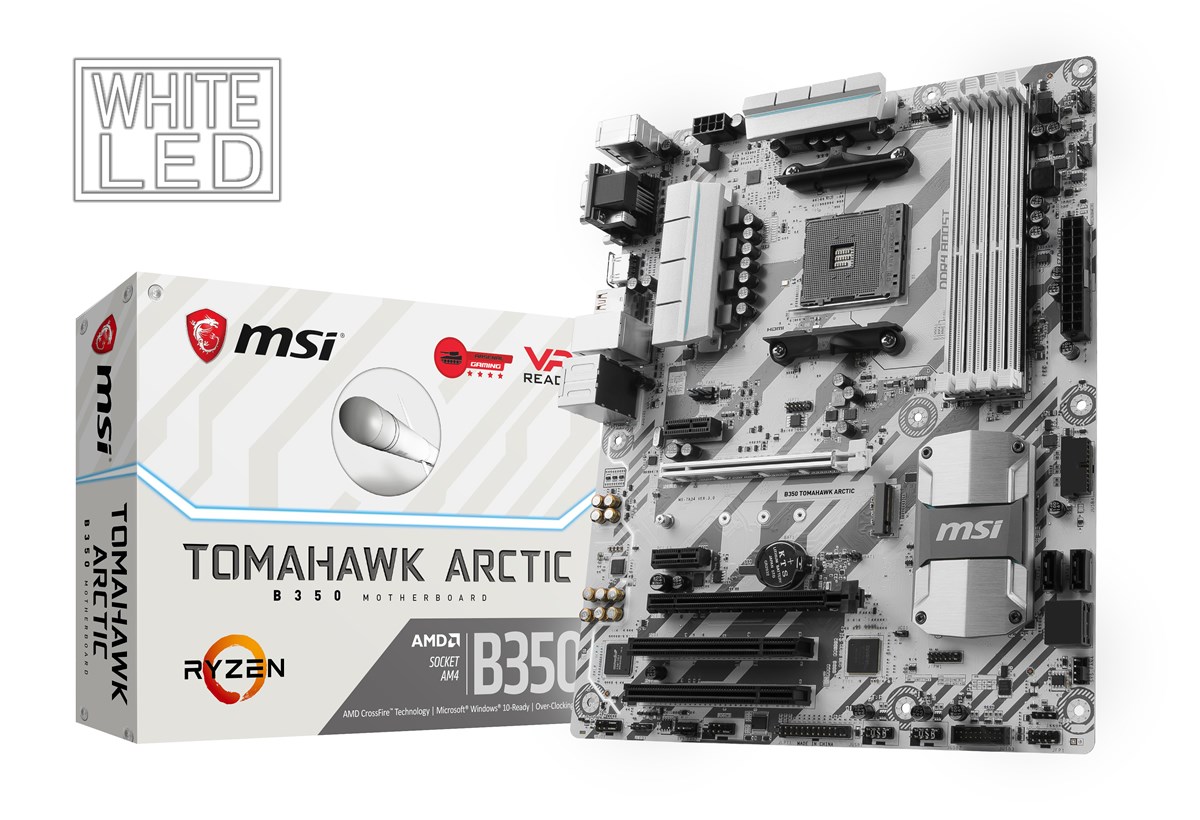 MSI B350 TOMAHAWK ARCTIC AM4 DDR4 3200 (OC) GLAN SATA 6GB/S M2 USB3.1 ATX