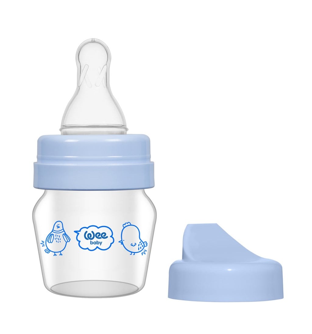 WEE BABY MİNİ CAM ALIŞTIRMA BARDAĞI SETİ 0AY+ 30ML - MAVİ