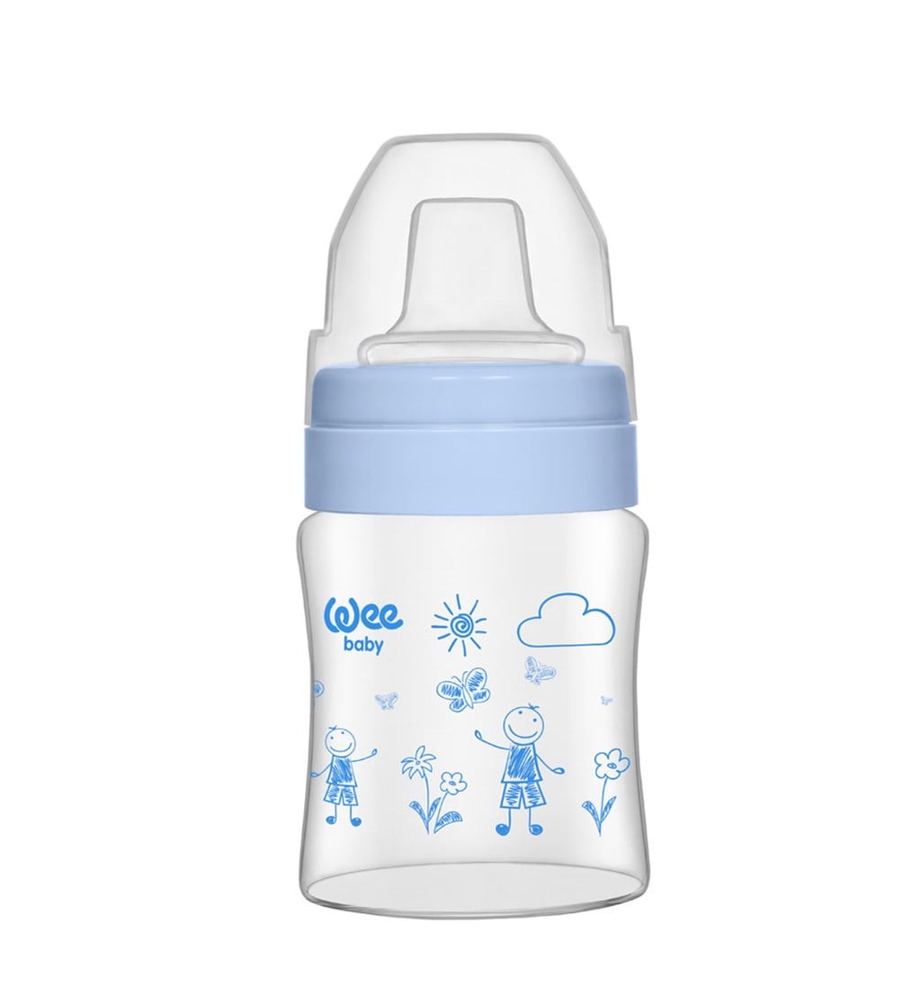 WEE BABY ISIYA DAYANIKLI AKITMAZ CAM BARDAK 6-18 AY 120ML - MAVİ