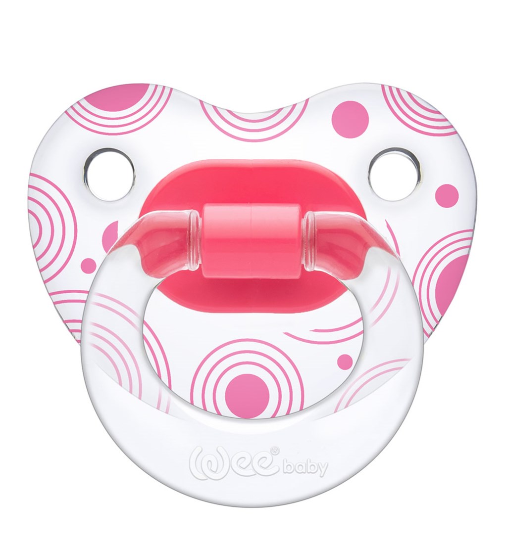 WEE BABY ŞEFFAF DESENLİ GÖVDELİ DAMAKLI EMZİK 6-18AY NO.2 -PEMBE