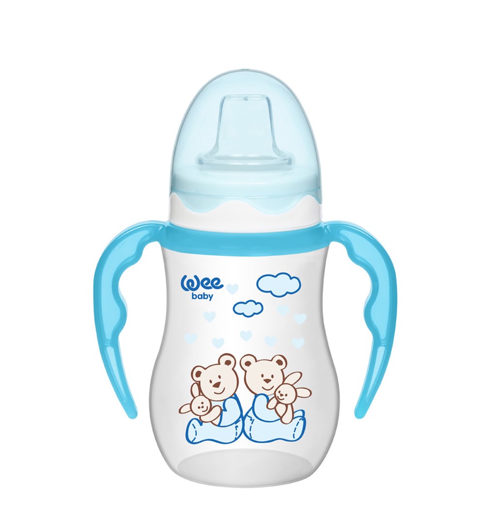 WEE BABY AKITMAZ KULPLU PP BARDAK 6AY+ 250ML - MAVİ