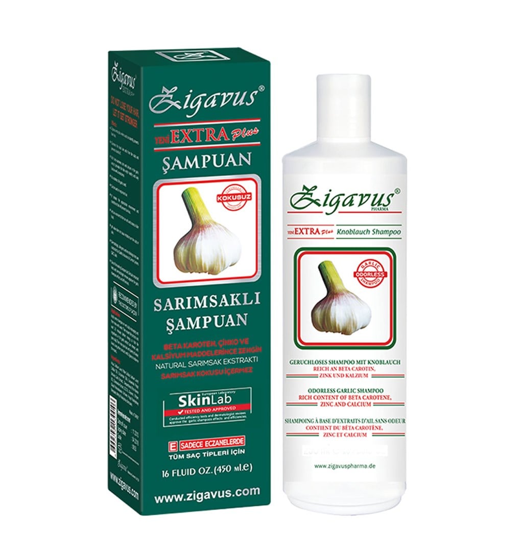 ZİGAVUS KOKUSUZ EXTRA PLUS SARIMSAKLI ŞAMPUAN 450 ML
