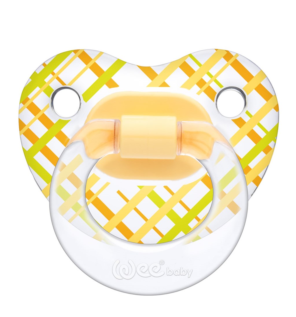 WEE BABY ŞEFFAF DESENLİ GÖVDELİ DAMAKLI EMZİK 0-6AY NO.1 - SARI