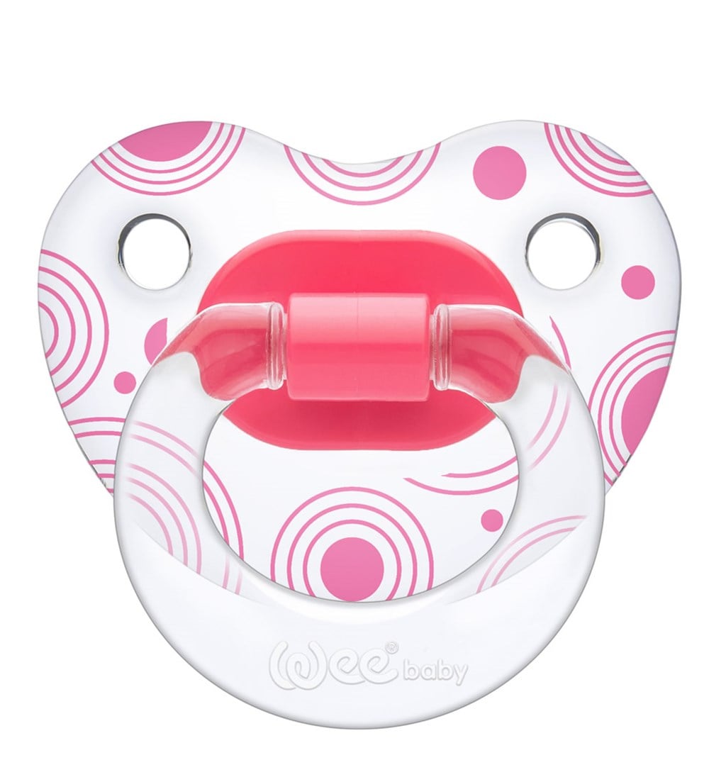 WEE BABY ŞEFFAF DESENLİ GÖVDELİ DAMAKLI EMZİK 6-18AY NO.3 - PEMBE