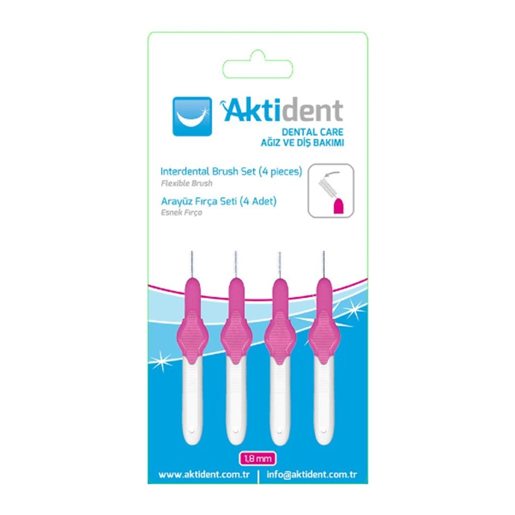 Aktident 0,4 mm Arayüz Fırça Seti Pembe (4 Adet)