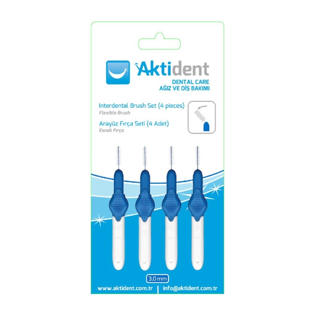 Aktident 0,6 mm Arayüz Fırça Seti Mavi (4 Adet)