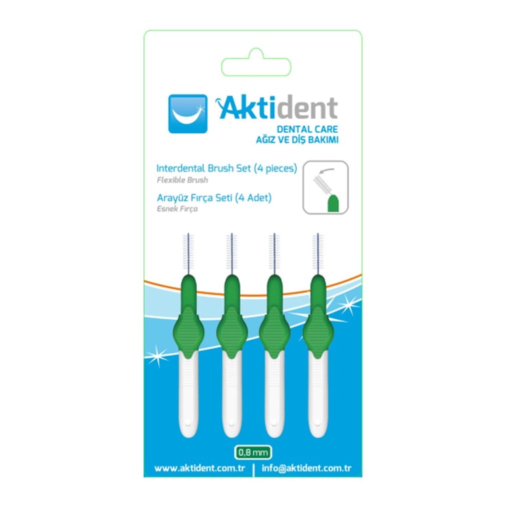 Aktident 0,8mm Arayüz Fırça Seti Yeşil (4 Adet)