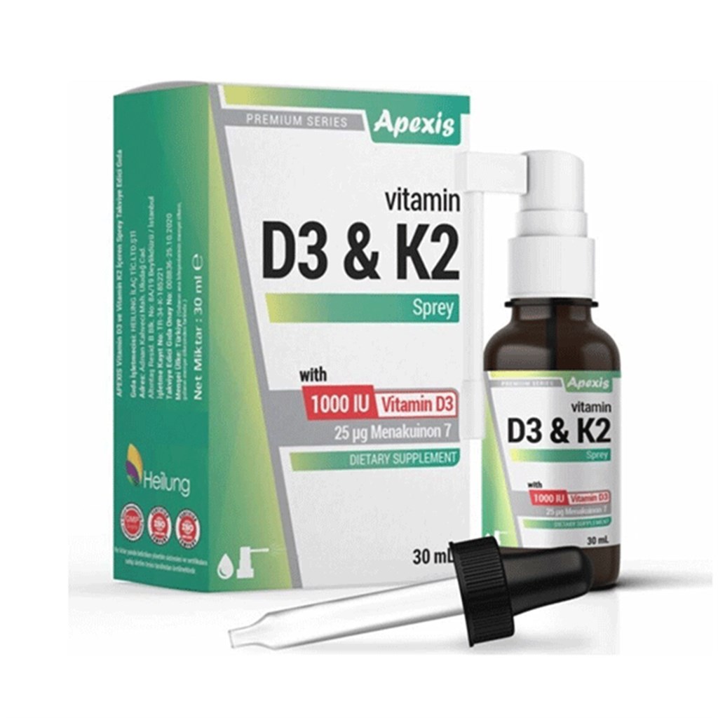 Apexis Vitamin D3&K2 1000IU Oral Sprey 30 ml