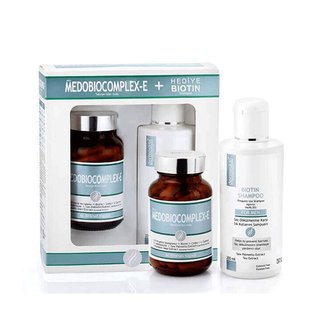 Dermoskin Medobiocomplex-E 60 + Biotin Erkek Şampuan 200 ml Hediye