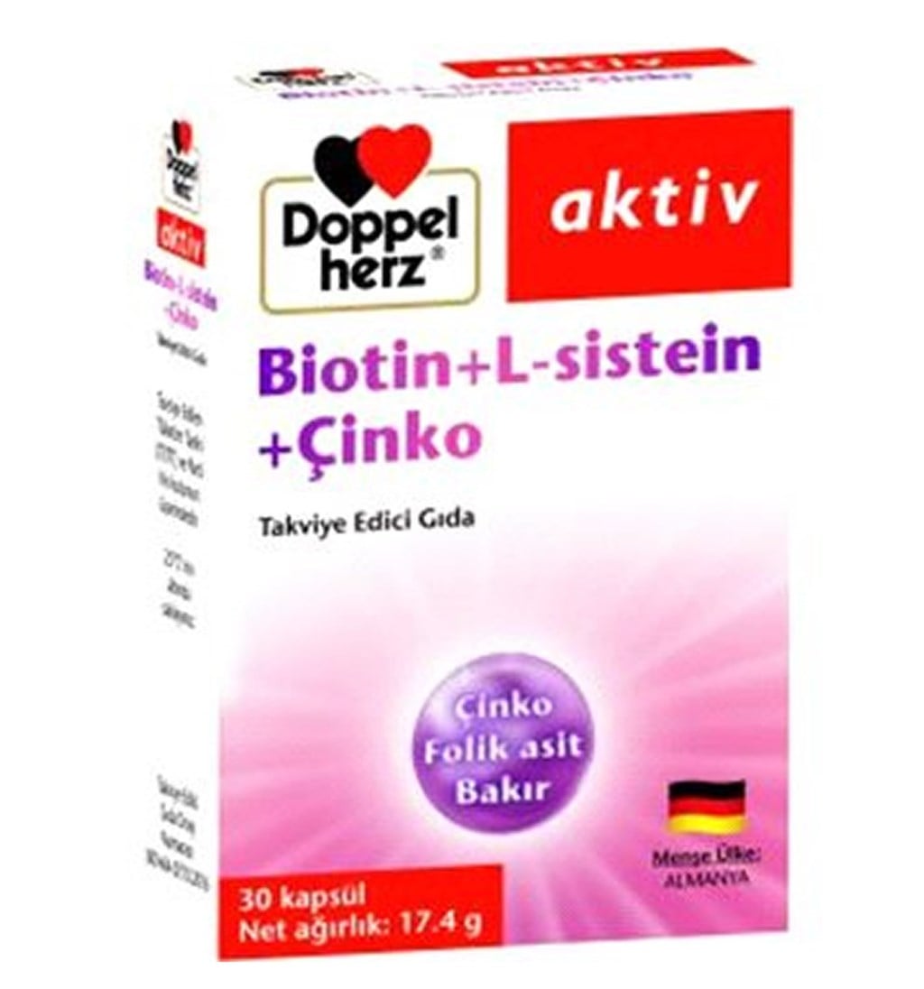 DOPPELHERZ AKTİV BİOTİN + L-SİSTEİN + ÇİNKO - 30 KAPSÜL