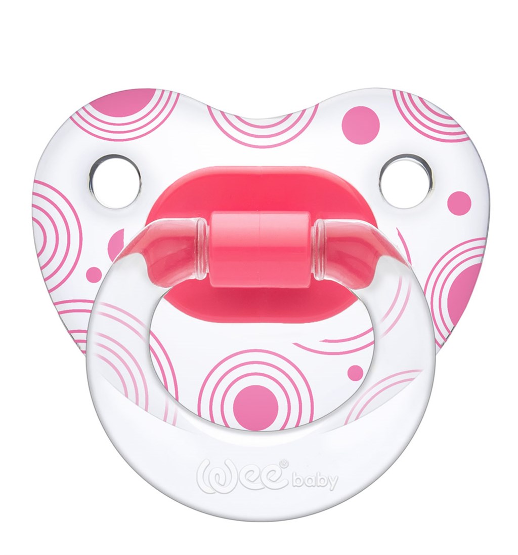 WEE BABY ŞEFFAF DESENLİ GÖVDELİ DAMAKLI EMZİK 0-6AY NO.1 - PEMBE