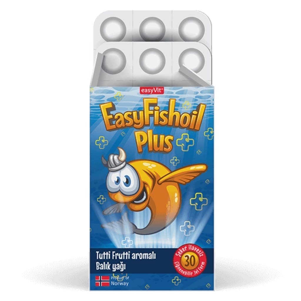 EasyFishoil Plus Tutti Frutti  Aromalı Balık Yağı 30 Çiğnenebilir Jel Tablet