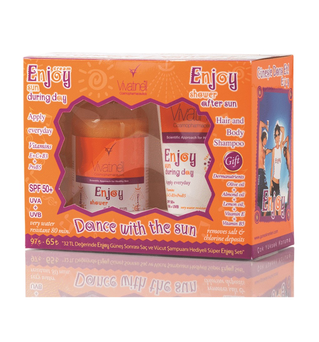 ENJOY GÜNEŞ KORUYUCU SPF50+ KREM VE GÜNEŞ SONRASI SAÇ VÜCUT ŞAMPUANI