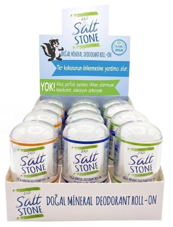 Erd Salt Stone Tuz Taşı Doğal Mineral Deodorant Roll-On 60 gr - 12'li Stant