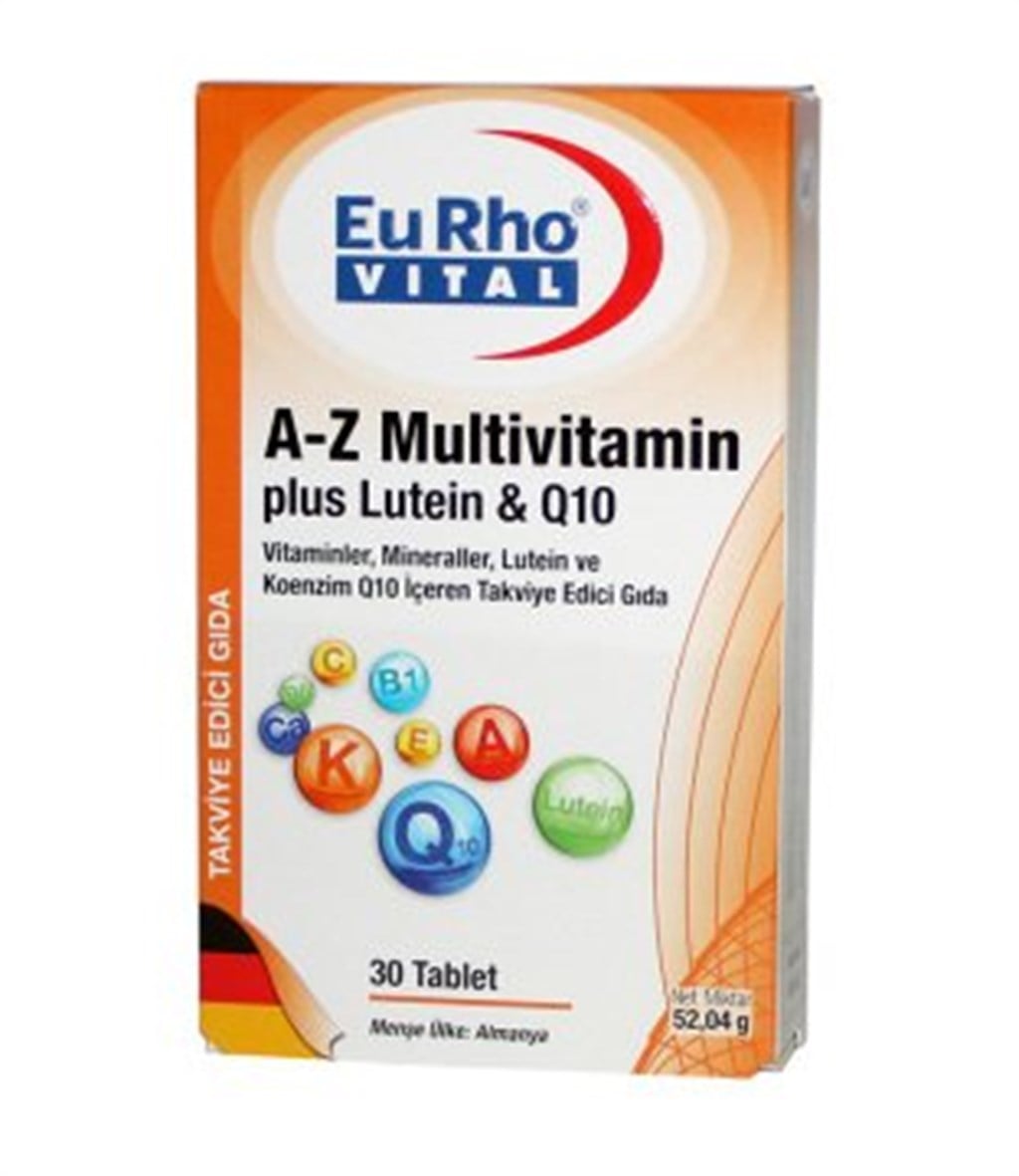 EURHO VİTAL A-Z MULTİVİTAMİN PLUS LUTEİN & Q10 30 TABLET